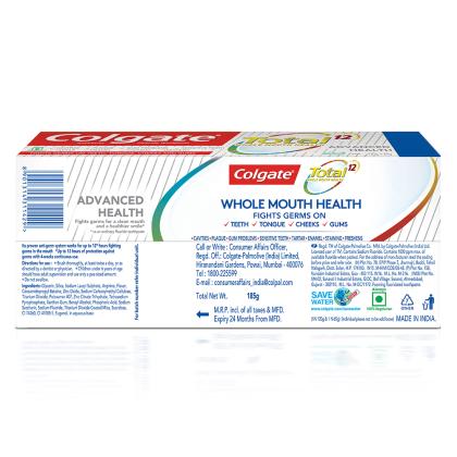 Colgate Total Whole Mouth Health Advanced Health Toothpaste (120 + 65) g - Image 2