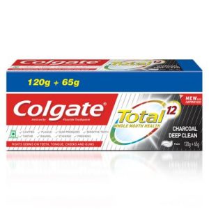 Colgate Total Whole Mouth Health Charcoal Deep Clean Toothpaste (120 + 65) g