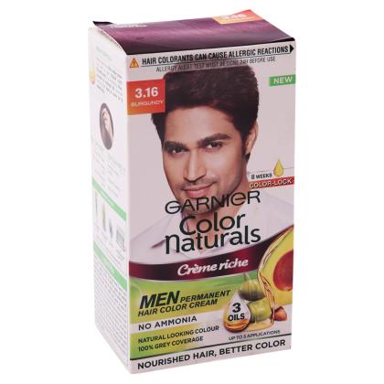 Garnier Color Naturals Crème Riche Ammonia Free Permanent Men Hair Color,  Burgundy () (30 ml + 30 g) | Basket Hunt