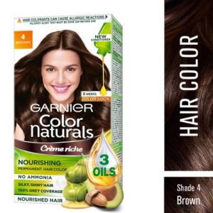 Garnier Color Naturals Creme Riche Ammonia Free Permanent Hair Color, Brown (4) (70 ml + 60 g)