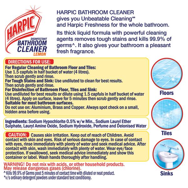 Harpic Lemon Disinfectant Bathroom Cleaner 1 L - Image 12
