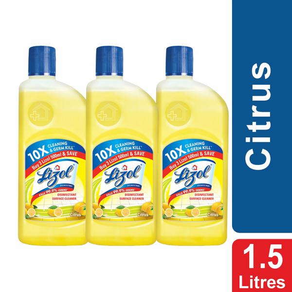 Lizol Citrus Disinfectant Surface Cleaner 500 ml (Pack of 3)