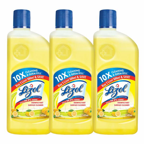 Lizol Citrus Disinfectant Surface Cleaner 500 ml (Pack of 3) - Image 7