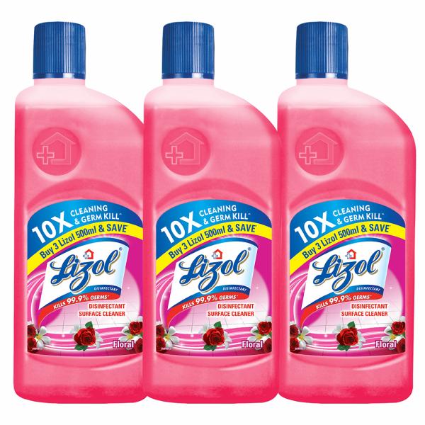 Lizol Floral Disinfectant Surface & Floor Cleaner 500 ml (Pack of 3) - Image 7