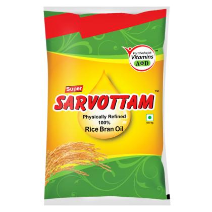 Super Sarvottam Physically Refined 100% Rice Bran Oil 1 L
