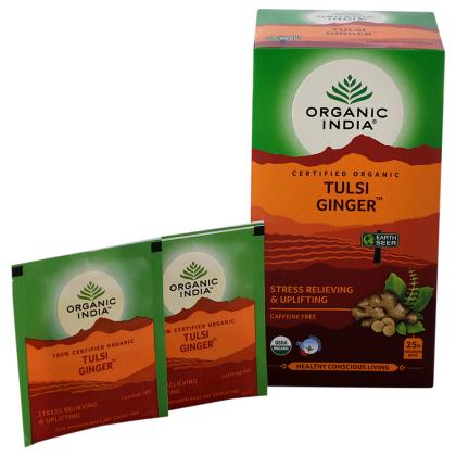 Organic India Tulsi Ginger Tea Bags 25 pcs (Carton) - Image 6