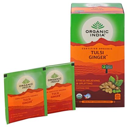 Organic India Tulsi Ginger Tea Bags 25 pcs (Carton) - Image 7