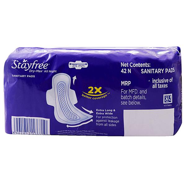 Stayfree All Night Ultra-Dry Max Sanitary Napkin with Wings (XL) 42 pads - Image 2
