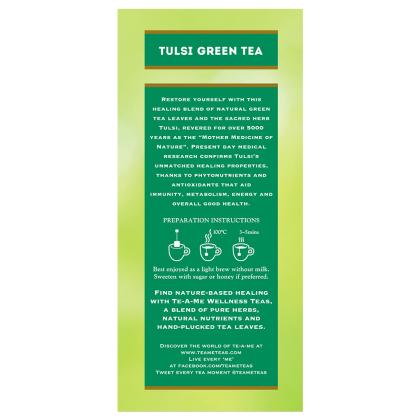 TE-A-ME Tulsi Green Tea Bags 25 pcs - Image 8