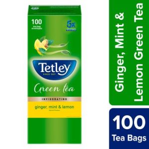 Tetley Ginger , Mint and Lemon Green Tea Bags 100 pcs