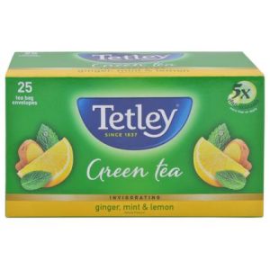 Tetley Ginger Mint and Lemon Green Tea Bags 25 pcs