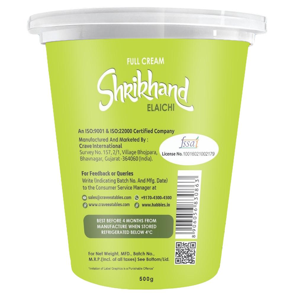 Crave Eatables Bachubhai's Full Cream Elaichi Shrikhand 500 g (Cup) - Image 2
