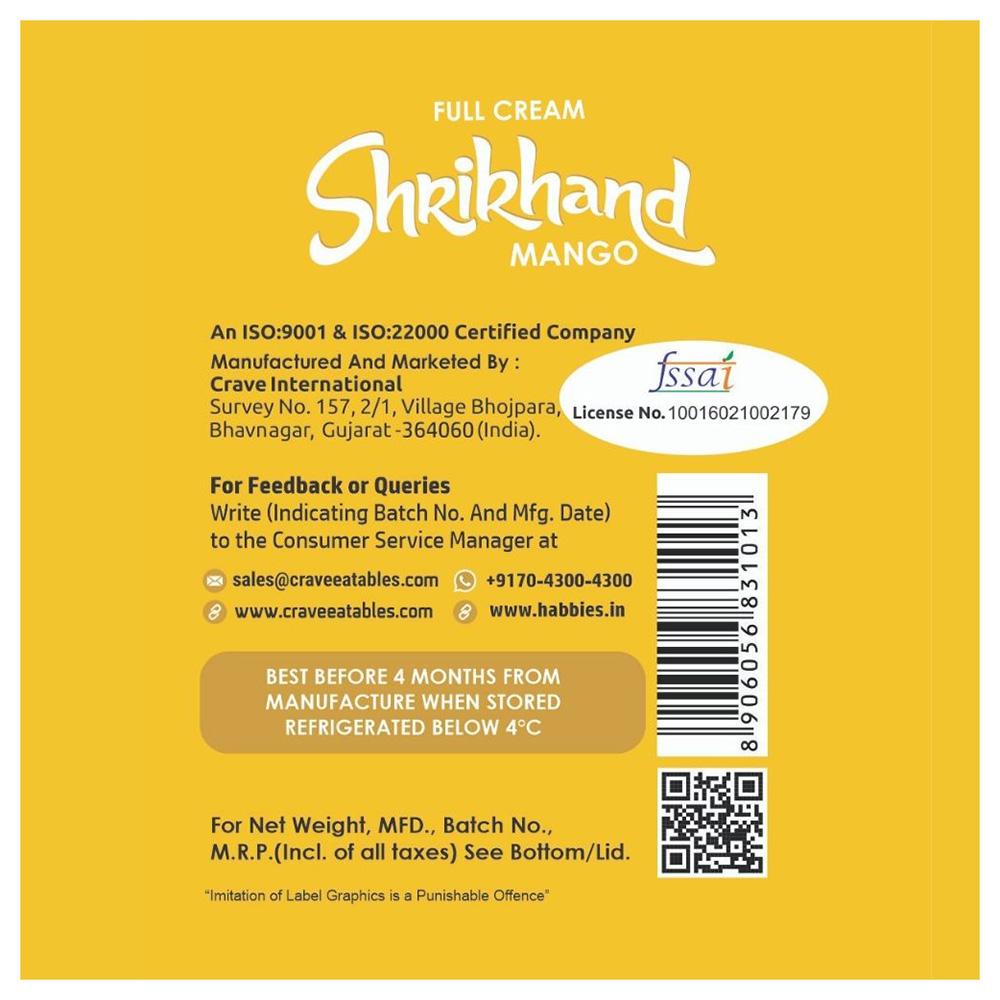 Crave Eatables Bachubhai's Full Cream Mango Shrikhand 500 g (Cup) - Image 8