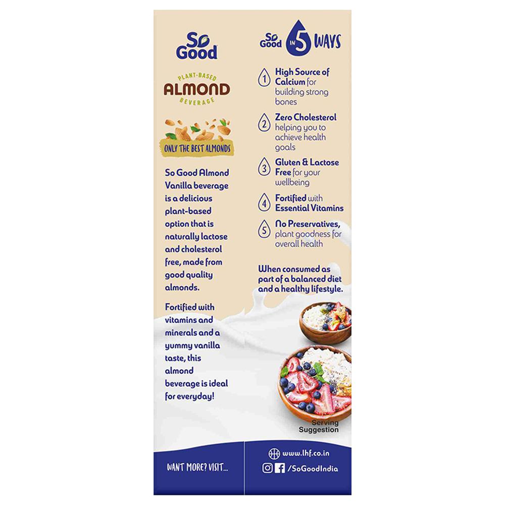 So Good Vanilla Flavoured Almond Fresh Milk 200 ml (Tetra Pak) - Image 2