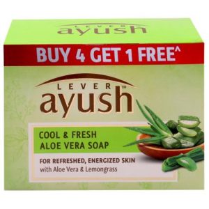 Ayush Cool & Fresh Aloe Vera Soap 100 g (Buy 4 Get 1 Free)