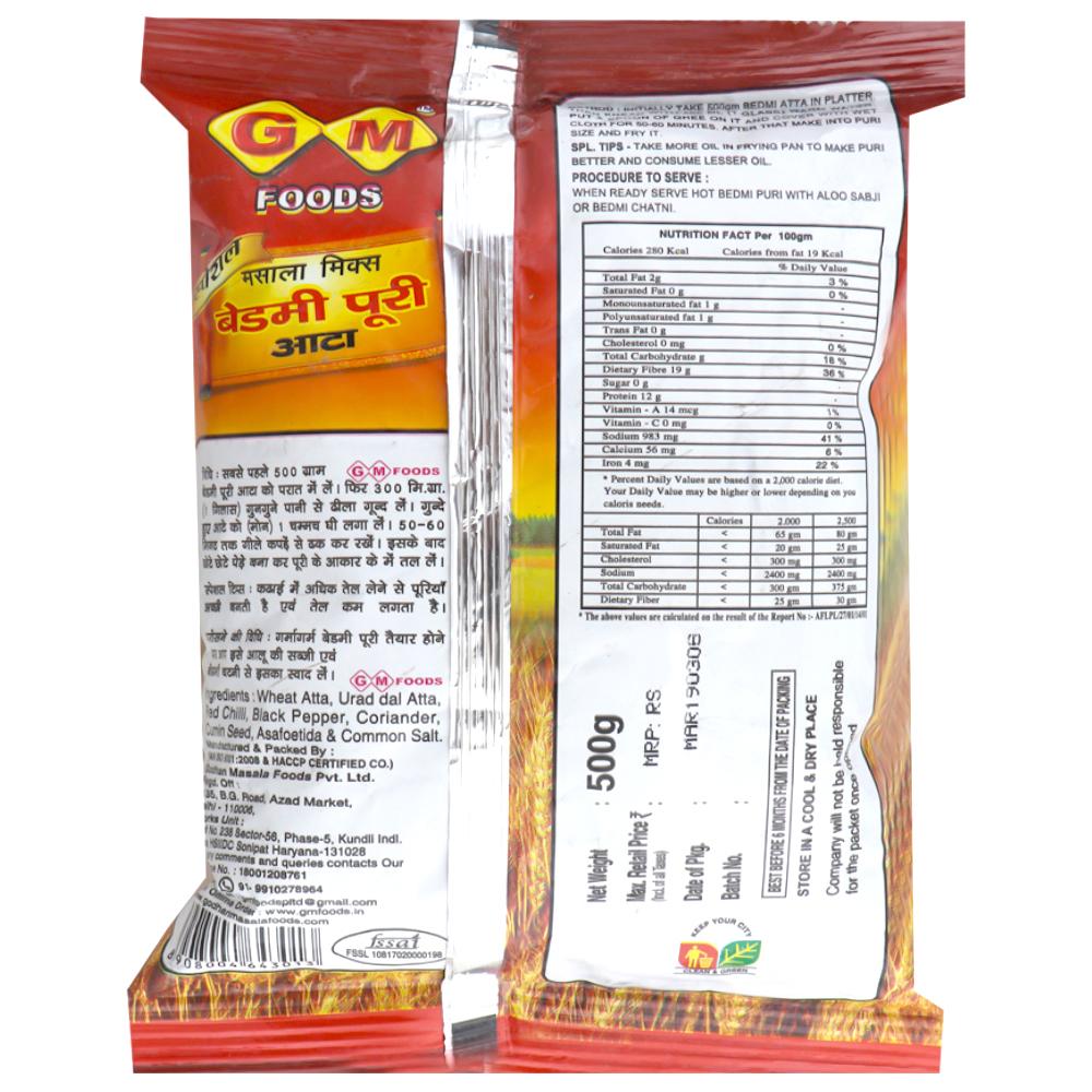 GM Foods Bedmi Puri Atta / Flour 500 g - Image 2