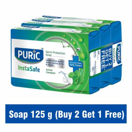 Puric Insta Safe Active Camphor Germ Protection Soap 125 g (Buy 2 Get 1 Free)