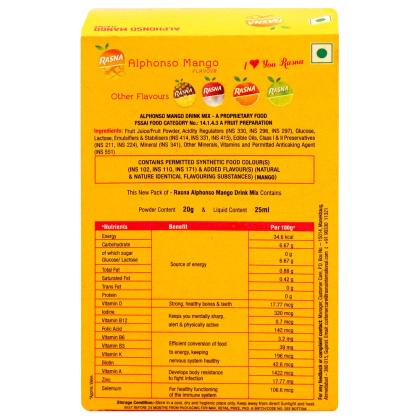 Rasna Alphonso Mango Instant Drink Powder 32 Serving - Image 2