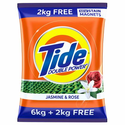 Tide Plus Jasmine & Rose Detergent Powder 6 kg (Get Extra 2 kg Free)