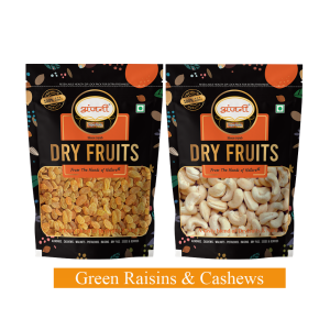 Anjani Premium Dry Fruits Combo 1kg (Green Raisins & Cashew) 500g Each