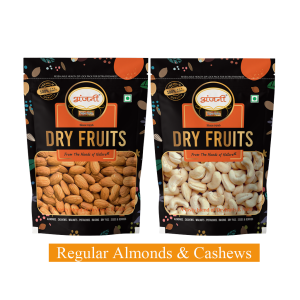 Anjani Premium Dry Fruits Combo 1kg (Regular Almonds & Cashew) 500g Each