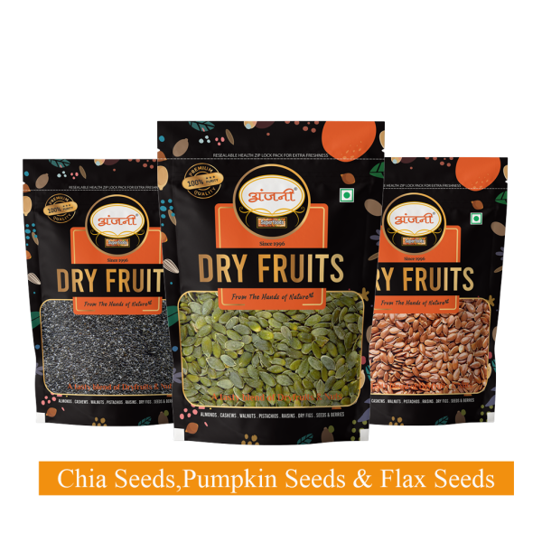 Anjani Premium Seeds Combo 1.5 kg ( Chia, Pumpkin & Flax Seeds) , 500g Each