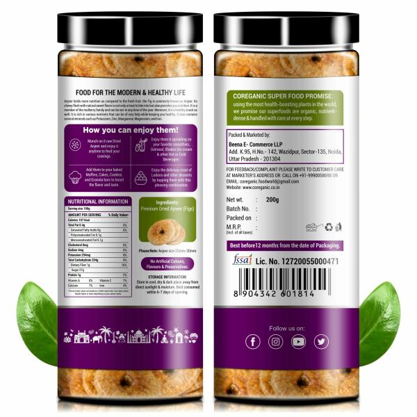 Coreganic Premium Dried Afghani (Anjeer) Figs 200 g - Image 2