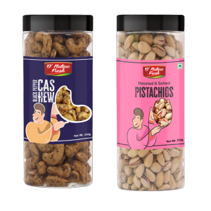 D'Nature Fresh Dry Fruits Combo Pack(Black Pepper Cashew, Pista) 250g Jar Each