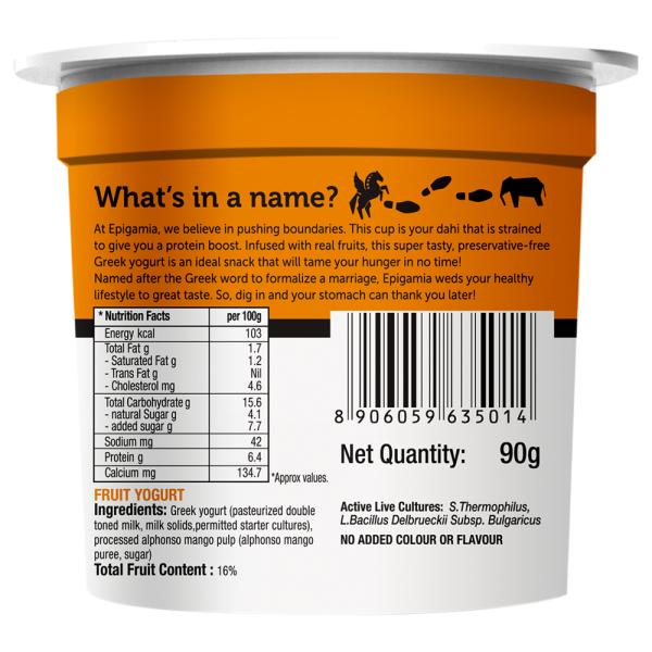 Epigamia Mango Greek Yogurt 90 g (Cup) - Image 2