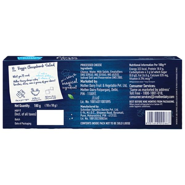 Mother Dairy Cheese Cubes 180 g (Carton) - Image 2