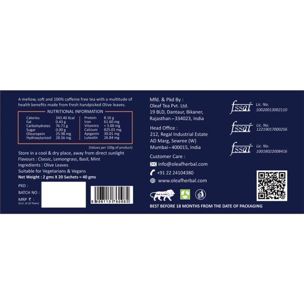 Oleaf Olive Leaf Multi flavour Herbal Tea 20 Pcs - Image 4