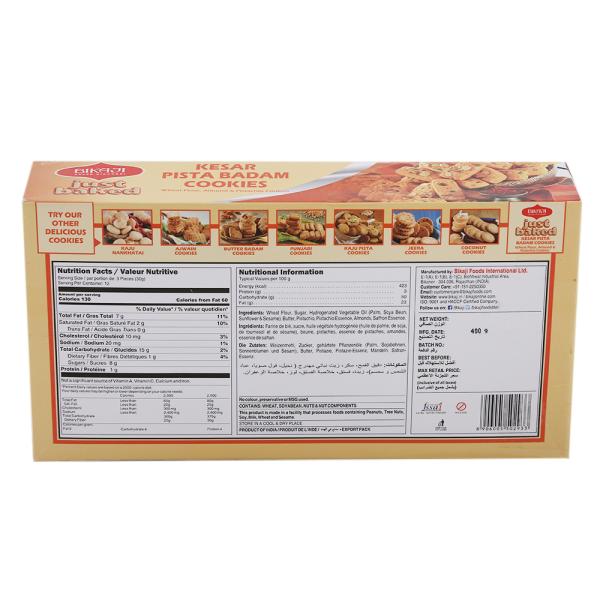 Bikaji Just Baked Kesar Pista Badam Cookies 400 g - Image 2