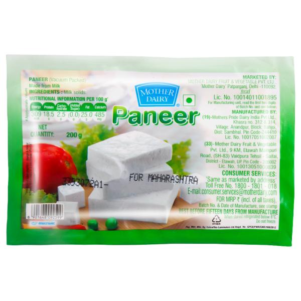 Mother Dairy Fresh Paneer 200 g (Pack)